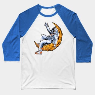 Astronaut lying on the moon illustration Baseball T-Shirt